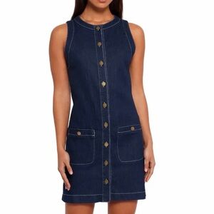 Petal and Pup Denim Button-Down Dress